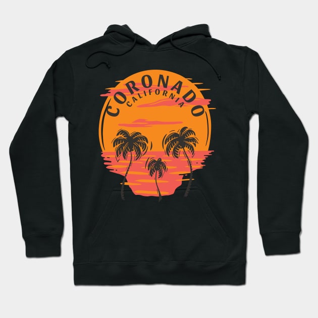 Coronado California Sunset Skull and Palm Trees Hoodie by Eureka Shirts